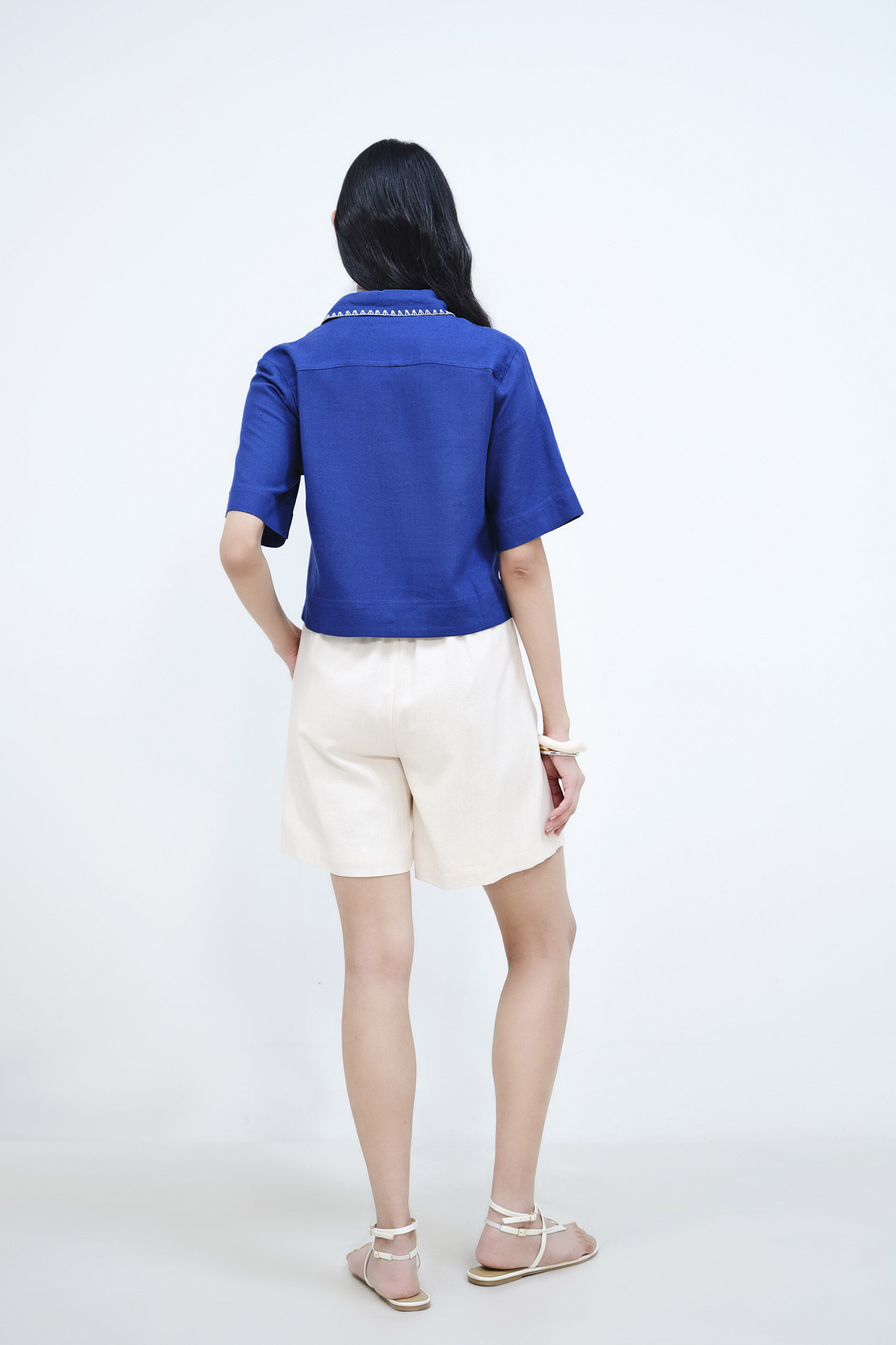 Cobalt Crop Shirt, Blue, image 6